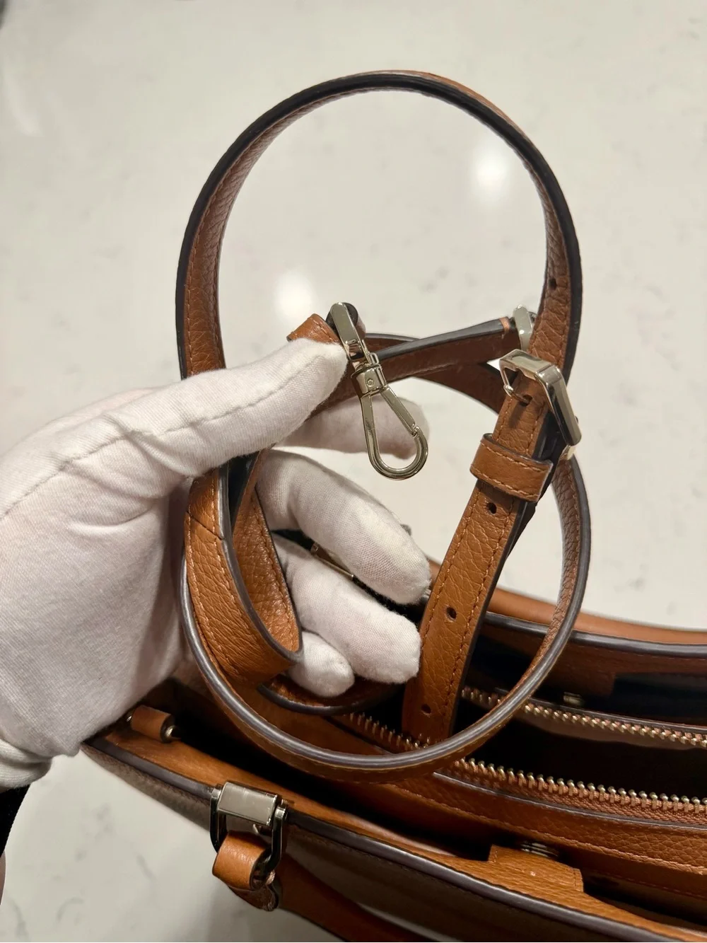 Kate Spade Leila Tan Pebbled Leather Satchel with Gold-Tone Hardware NWOT